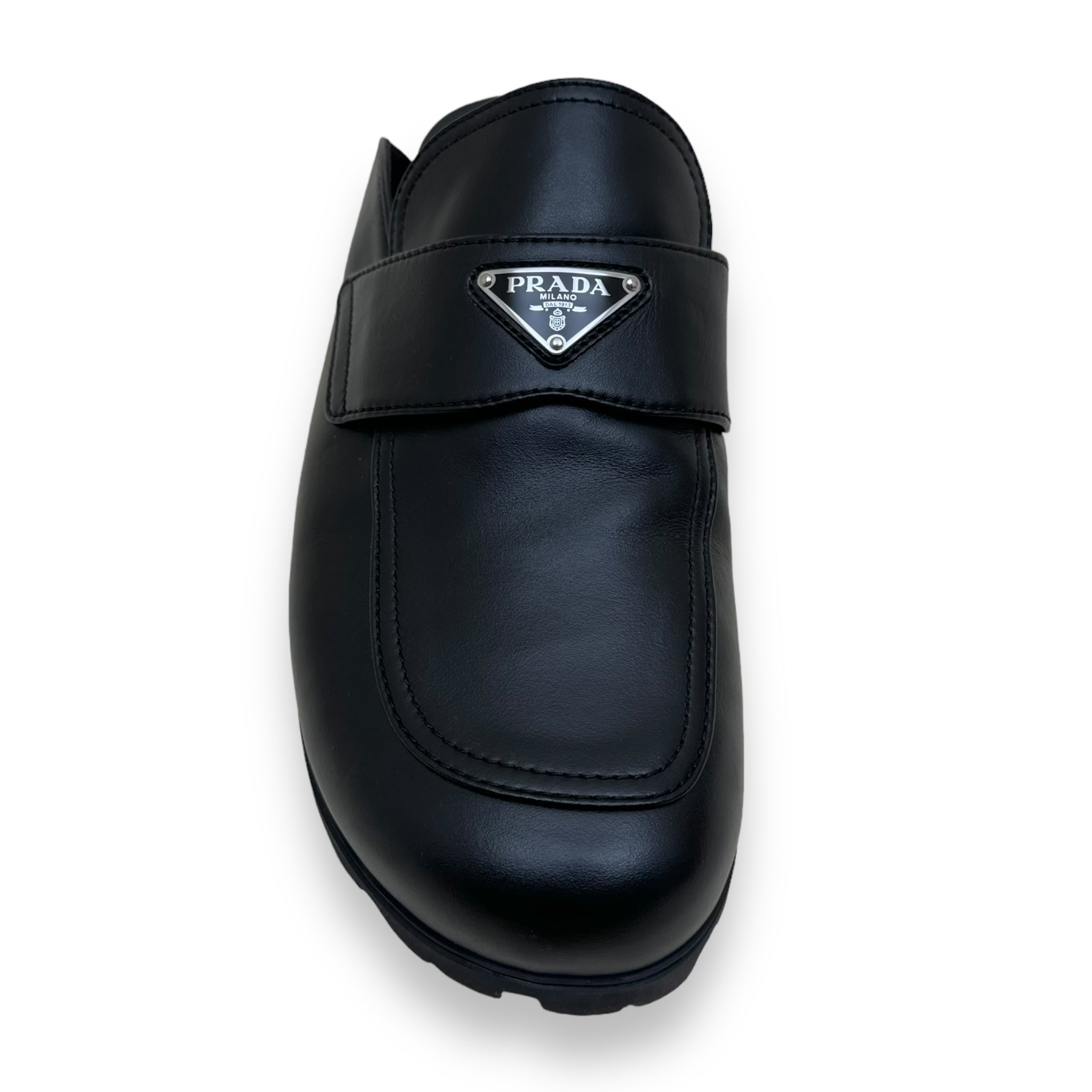 PRADA SOFT PADDED NAPPA LEATHER SABOTS BLACK UK12
