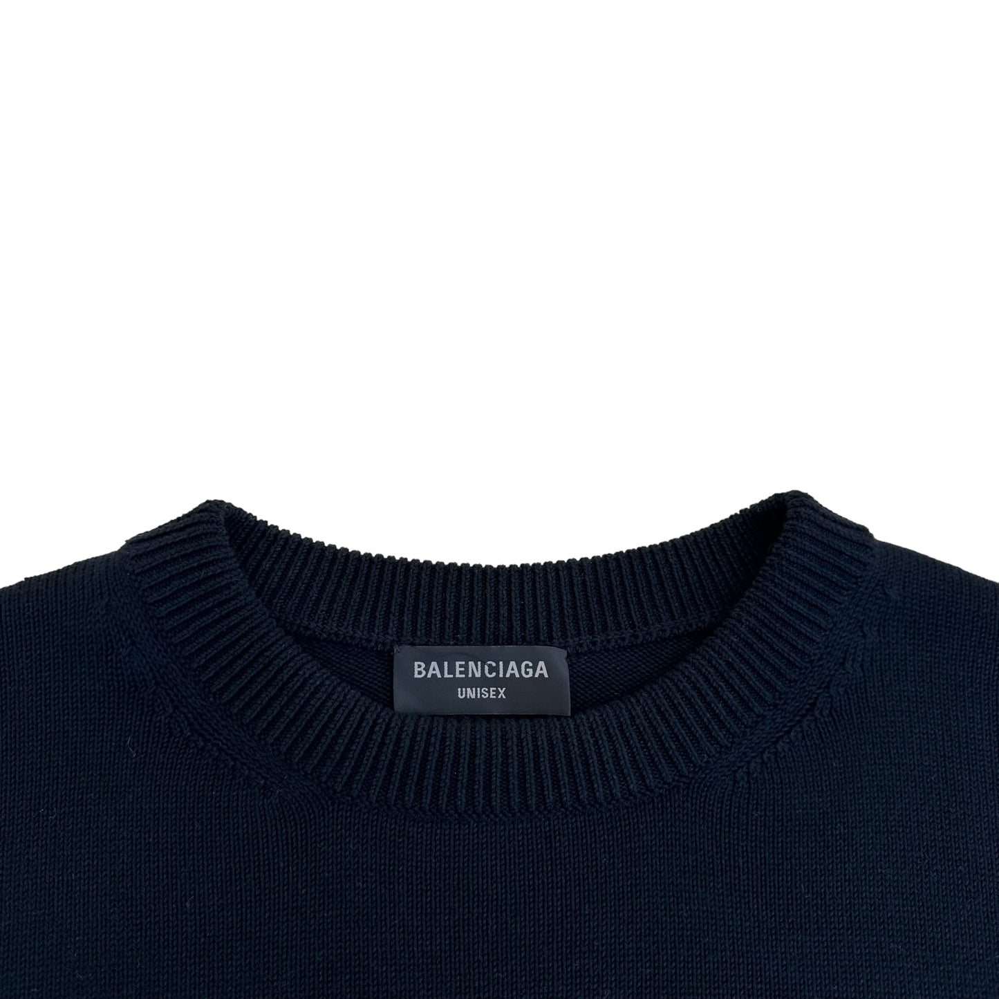 BALENCIAGA GAFFER  LOGO COTTON-BLEND KNITTED JUMPER BLACK L