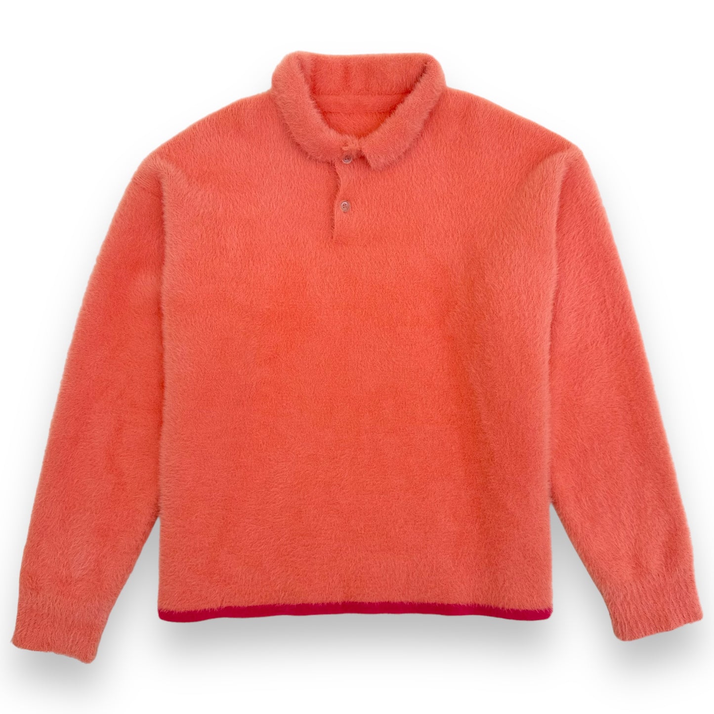 JACQUEMUS POLO NEVE BRUSHED-KNIT SWEATER ORANGE XXL