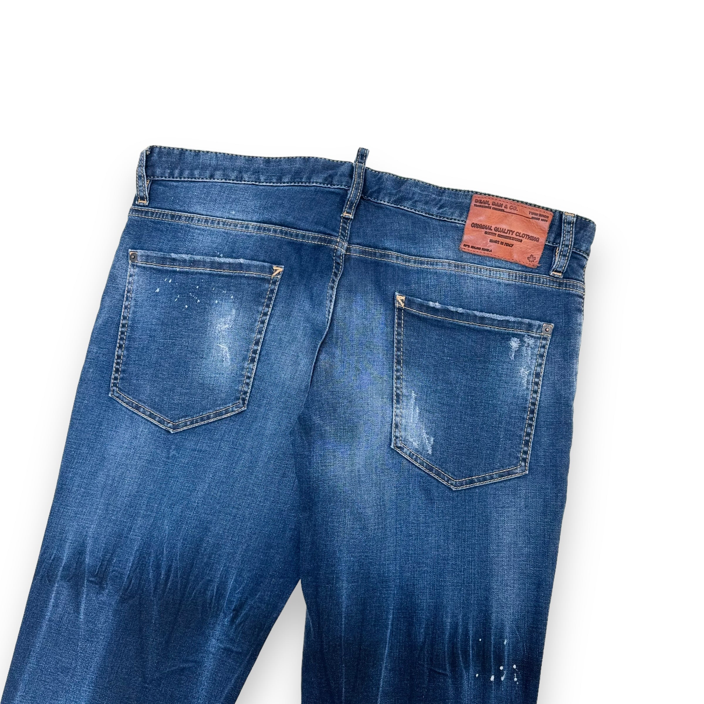 DSQUARED2 DISTRESSED DENIM JEANS NAVY BLUE XL