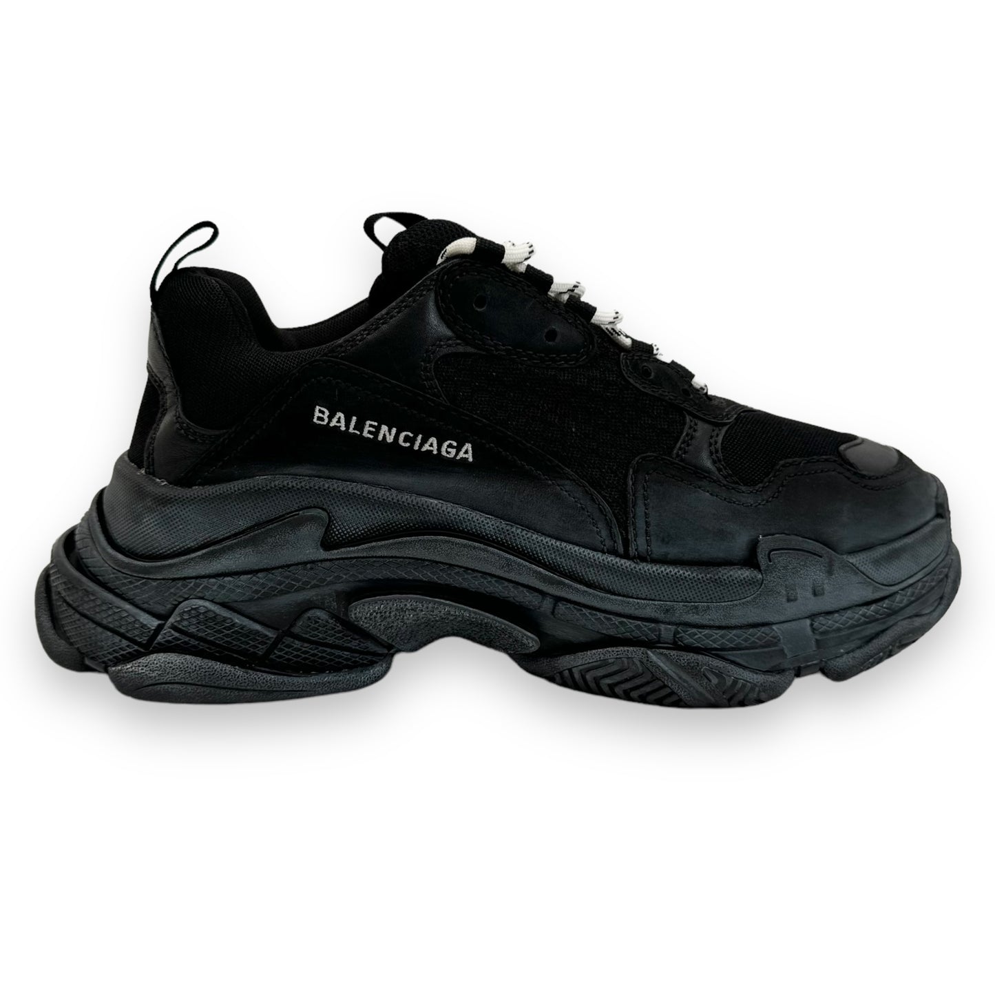 BALENCIAGA TRIPLE S DISTRESSED SNEAKER BLACK UK8