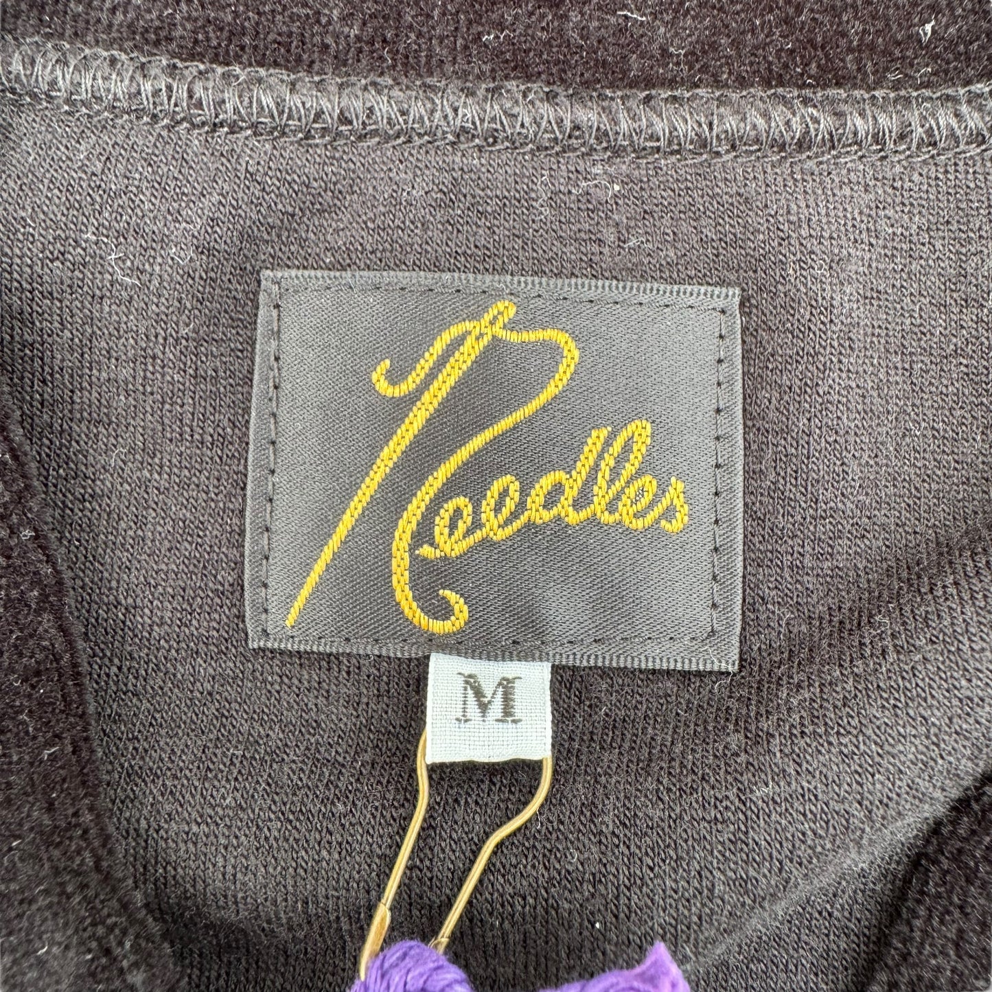 NEEDLES VELOUR ZIP-UP TRACK JACKET BLACK / PURPLE M