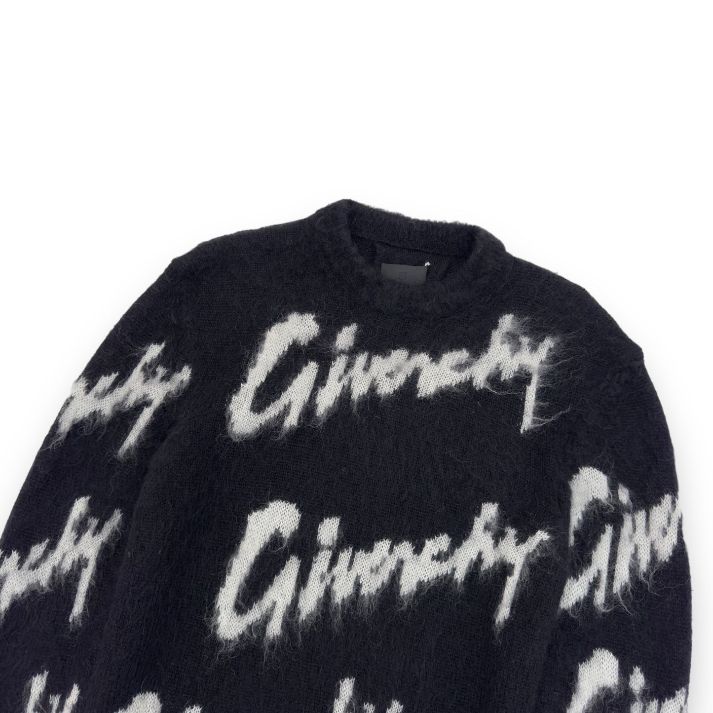 GIVENCHY MOHAIR LOGO PRINT KNITTED JUMPER BLACK / WHITE M