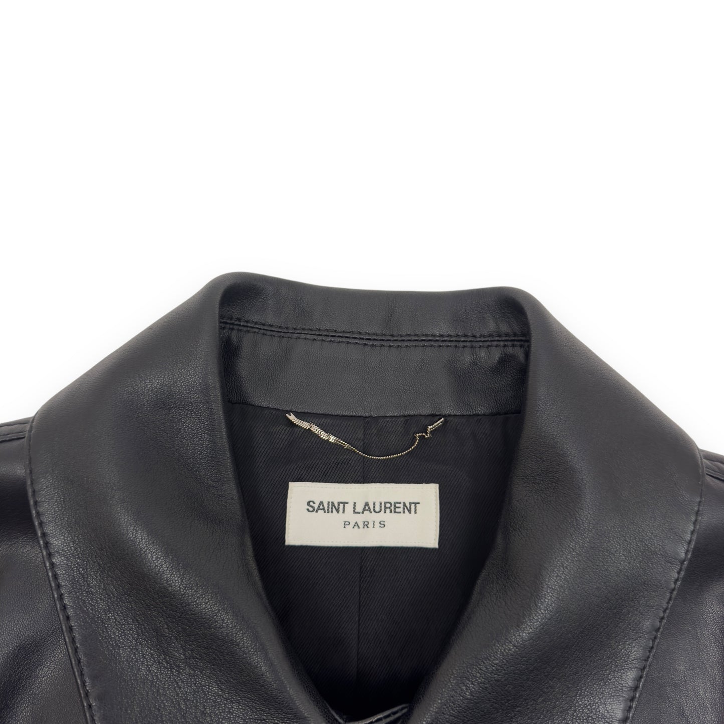 SAINT LAURENT SLIM-FIT LEATHER TRUCKER JACKET XXL