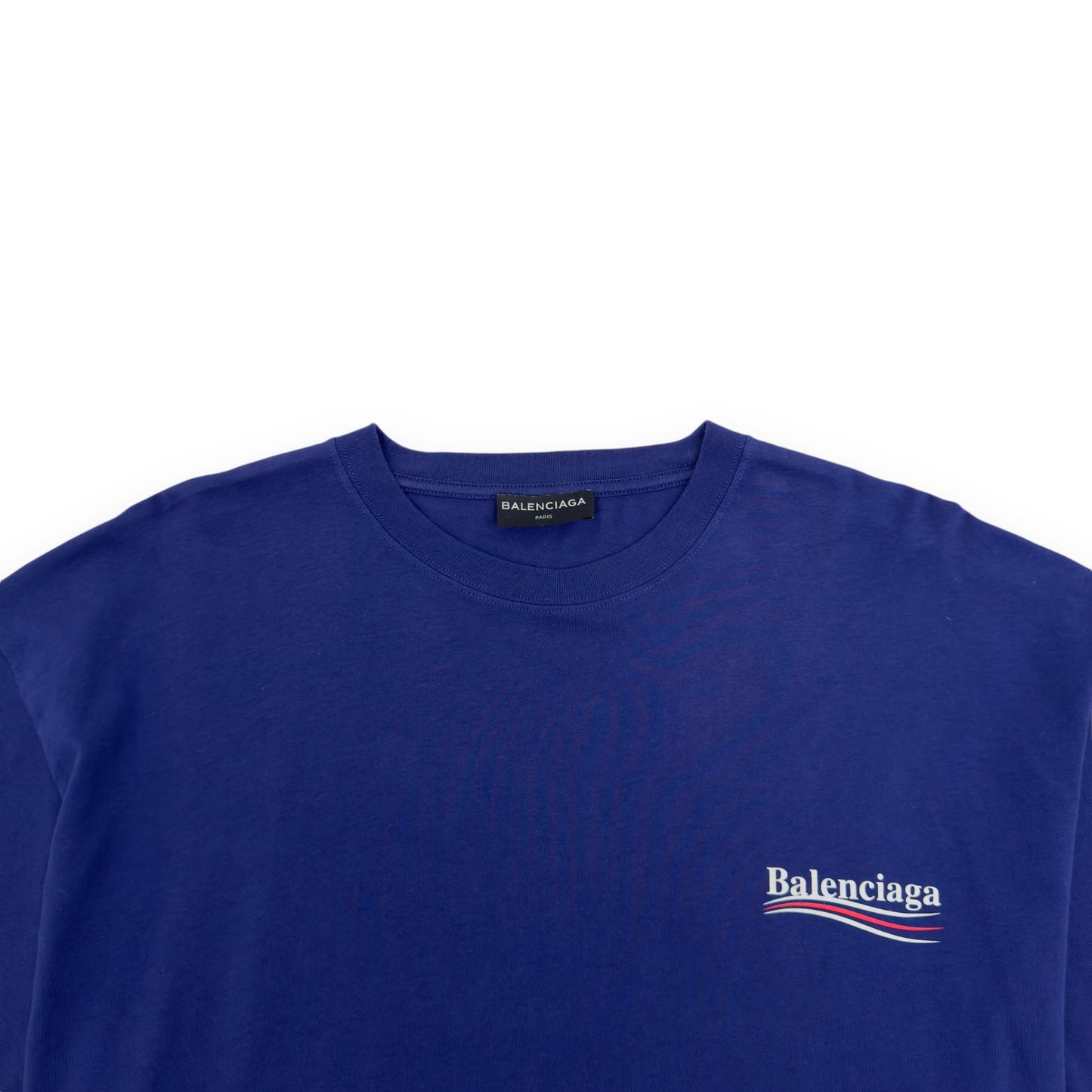 BALENCIAGA POLITICAL LOGO T-SHIRT BLUE L