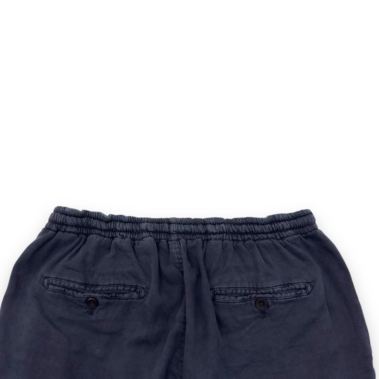 THOM SWEENEY LINEN JERSEY PLEATED SHORTS NAVY BLUE W30”