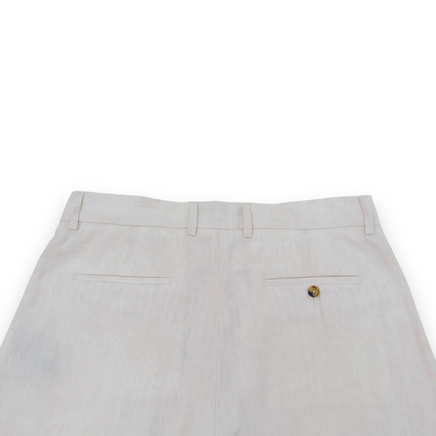 AMIRI LINEN-BLEND PLEATED TROUSERS CREAM 50 / L