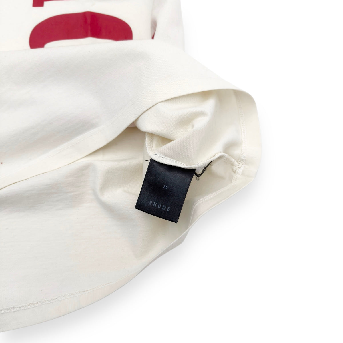 RHUDE POCKET LOGO T-SHIRT CREAM / RED XL