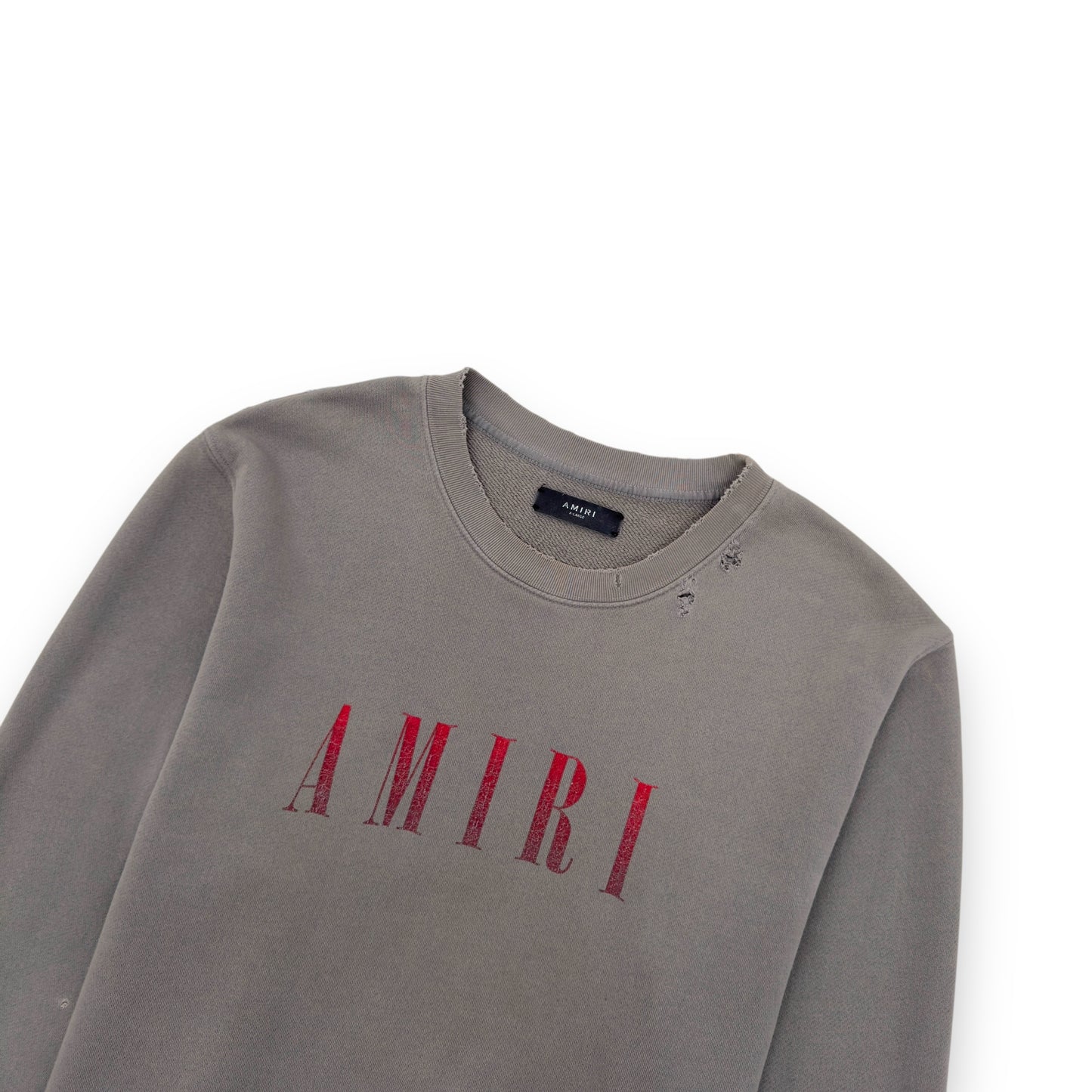 AMIRI DISTRESSED LOGO-PRINT SWEATSHIRT GREY / RED XL