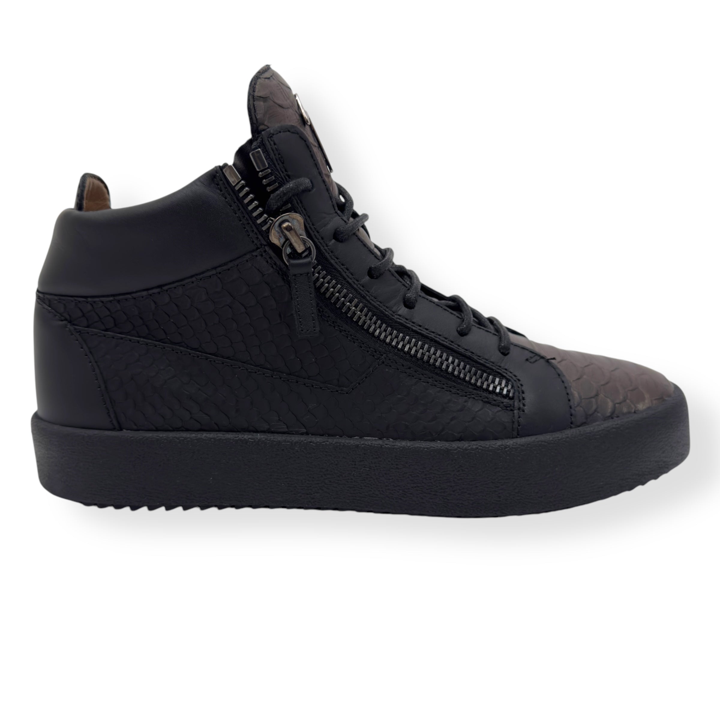 GIUSEPPE ZANOTTI ZIP-UP HIGH TOP SNEAKER BLACK / BRONZE 43 / UK9