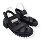GANNI WOMENS HIKING LEATHER SANDALS BLACK 38 / UK5