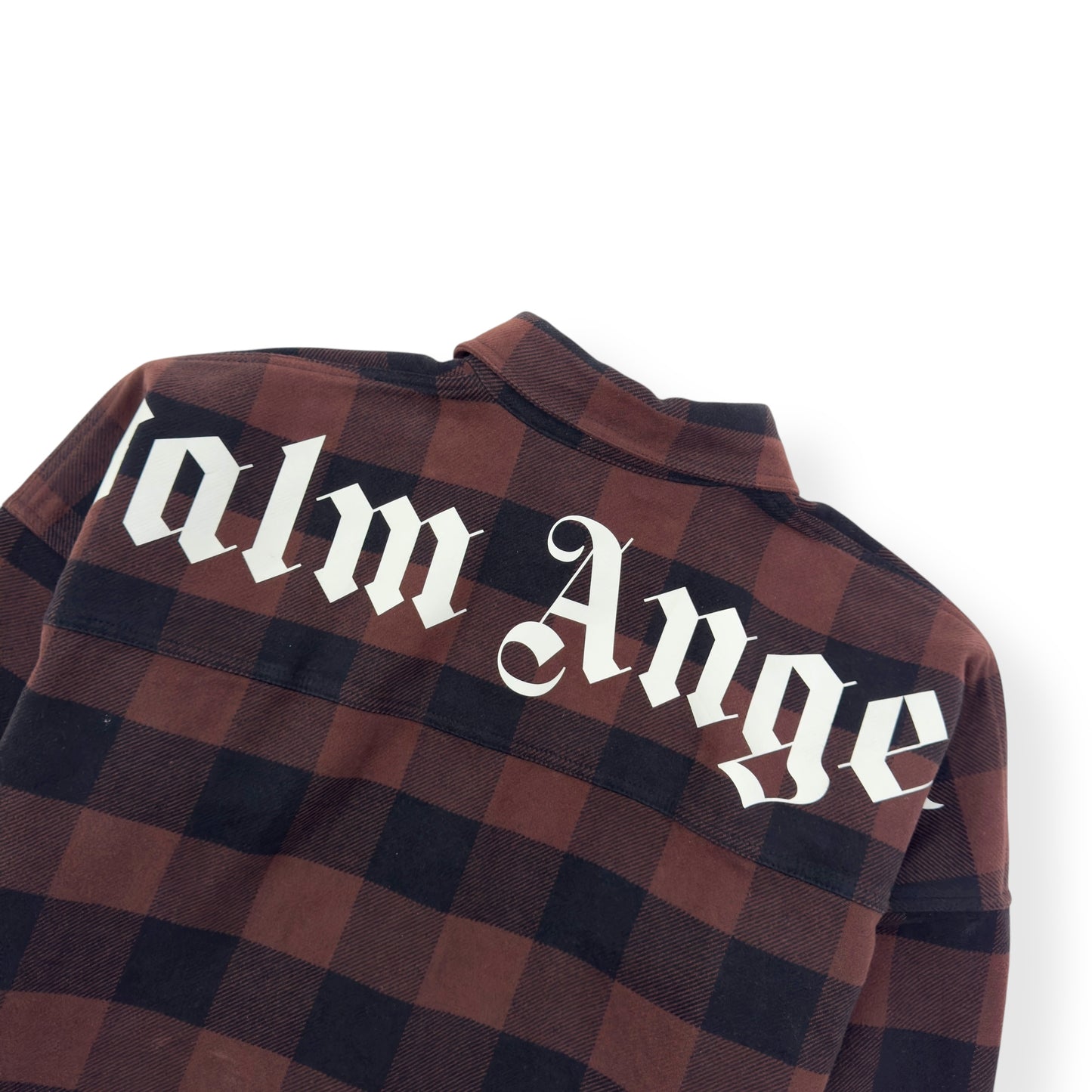 PALM ANGELS OVERSIZED CLASSIC LOGO CHECK OVER SHIRT BLACK / BROWN S