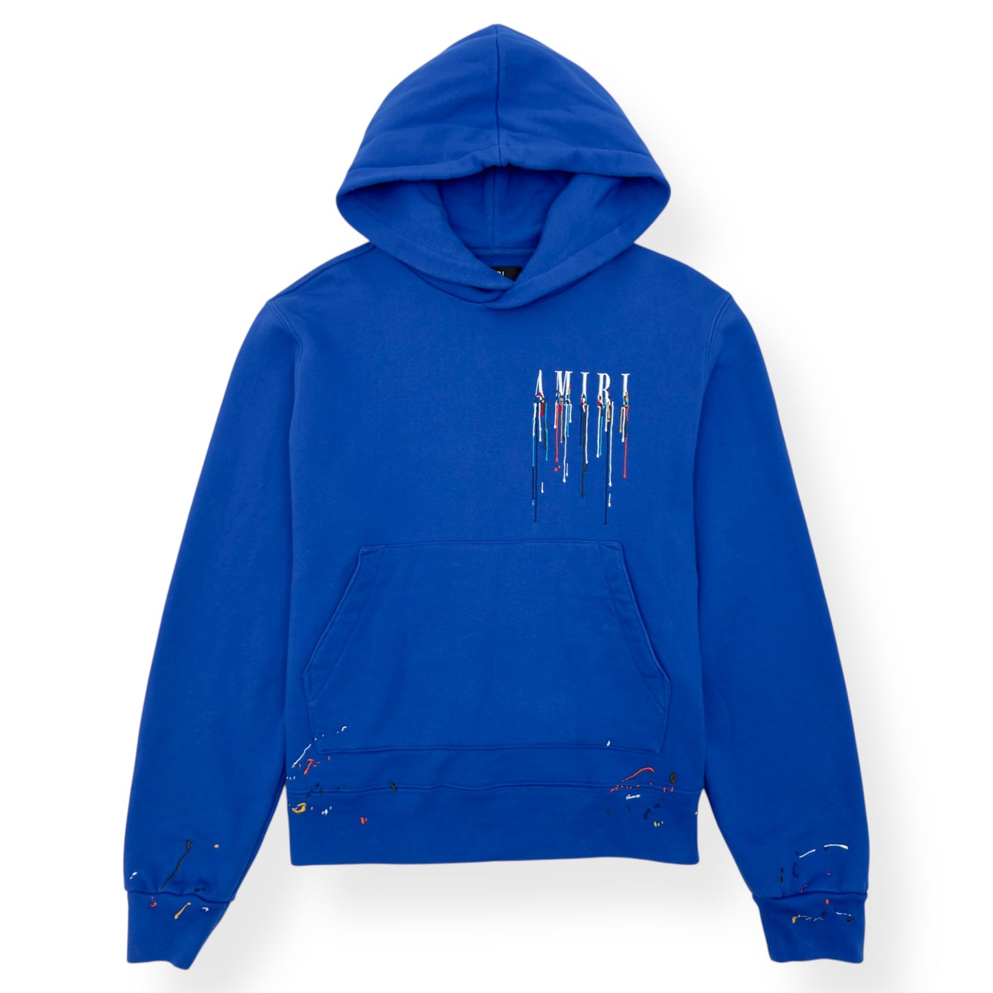 AMIRI EMBROIDERED PAINT DRIP CORE LOGO HOODIE BLUE M