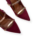 MALONE SOULIERS MAUREEN 100MM STILETTO SATIN / LEATHER MULES WINE / ROSE 36 / UK3