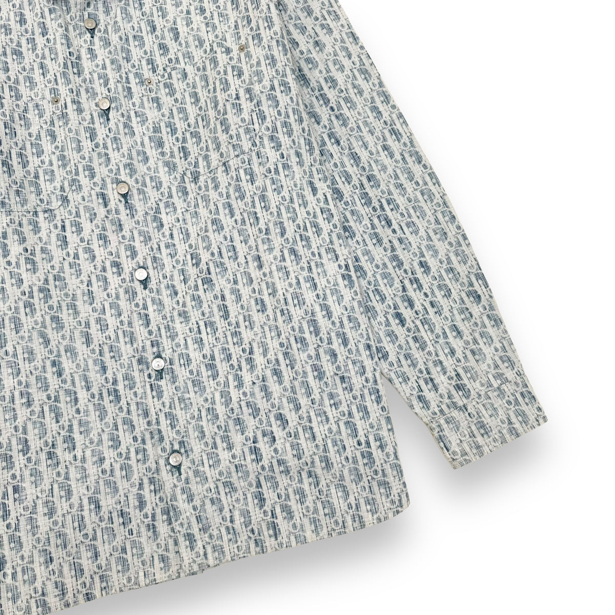 DIOR OBLIQUE KASURI DENIM OVER SHIRT BLUE / WHITE XL