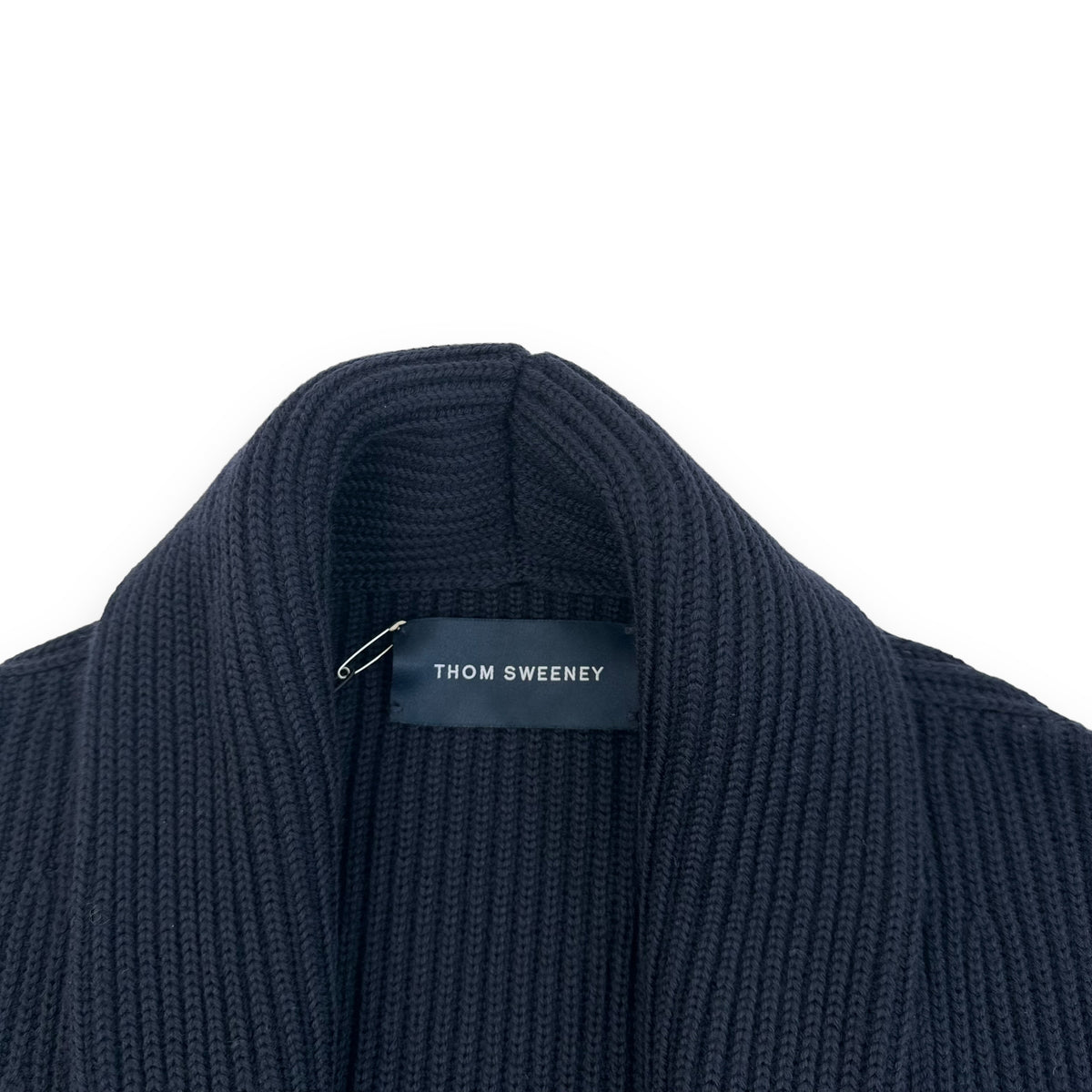 THOM SWEENEY AW23 SINGLE BREASTED WOOL / CASHMERE CARDIGAN NAVY L