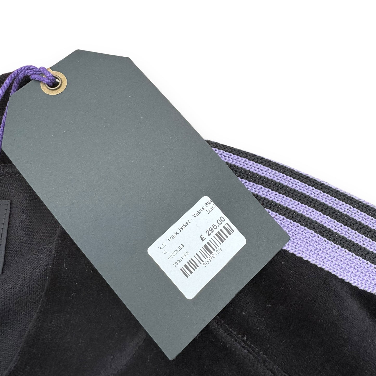 NEEDLES VELOUR ZIP-UP TRACK JACKET BLACK / PURPLE M