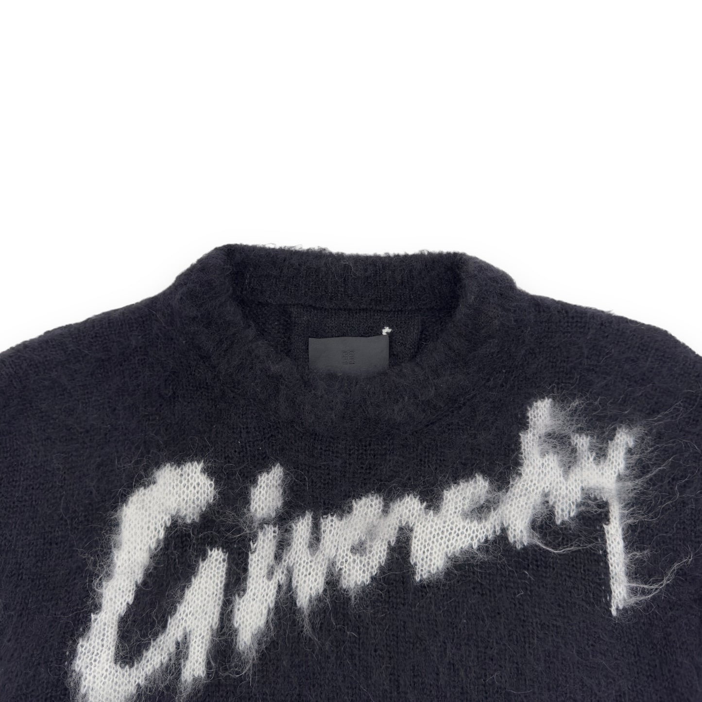 GIVENCHY MOHAIR LOGO PRINT KNITTED JUMPER BLACK / WHITE M