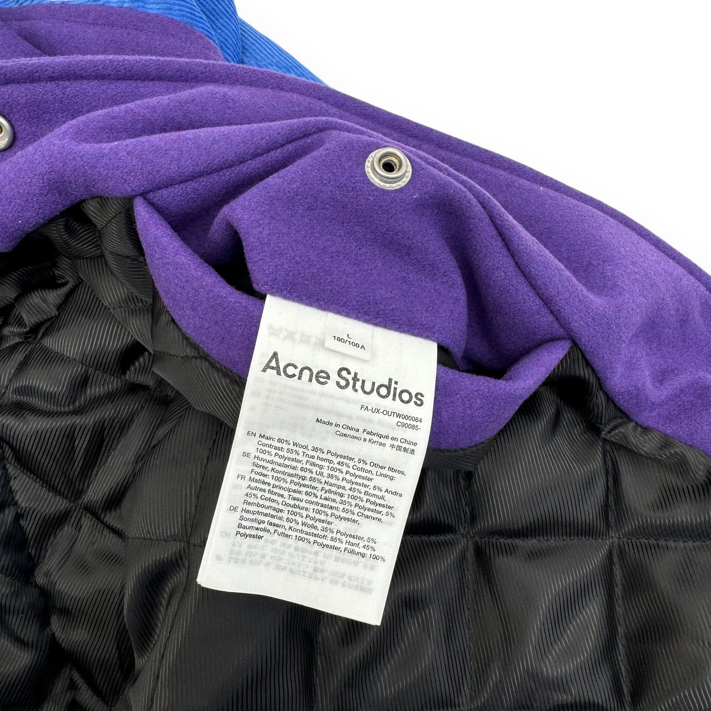 ACNE STUDIOS OCTAN PADDED FACE VARSITY JACKET PURPLE / BLUE L