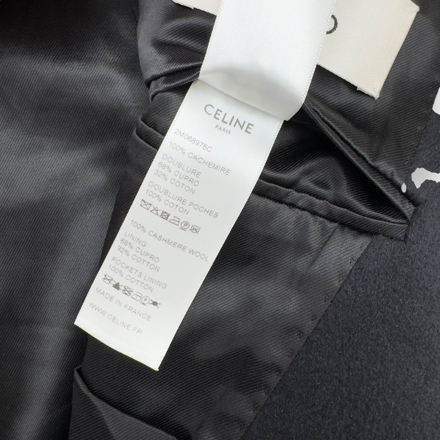 CELINE CASHMERE DOUBLE BREASTED CLASSIC COAT BLACK XL