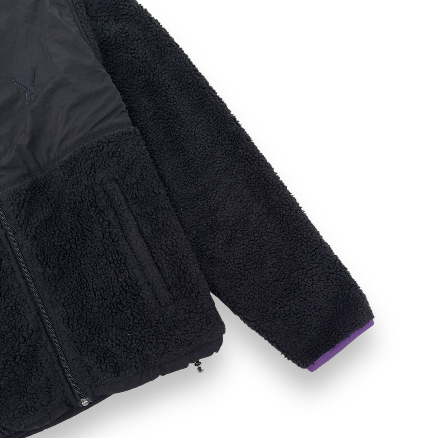 AMI PARIS SHERPA ZIPPED JACKET BLACK / PURPLE M