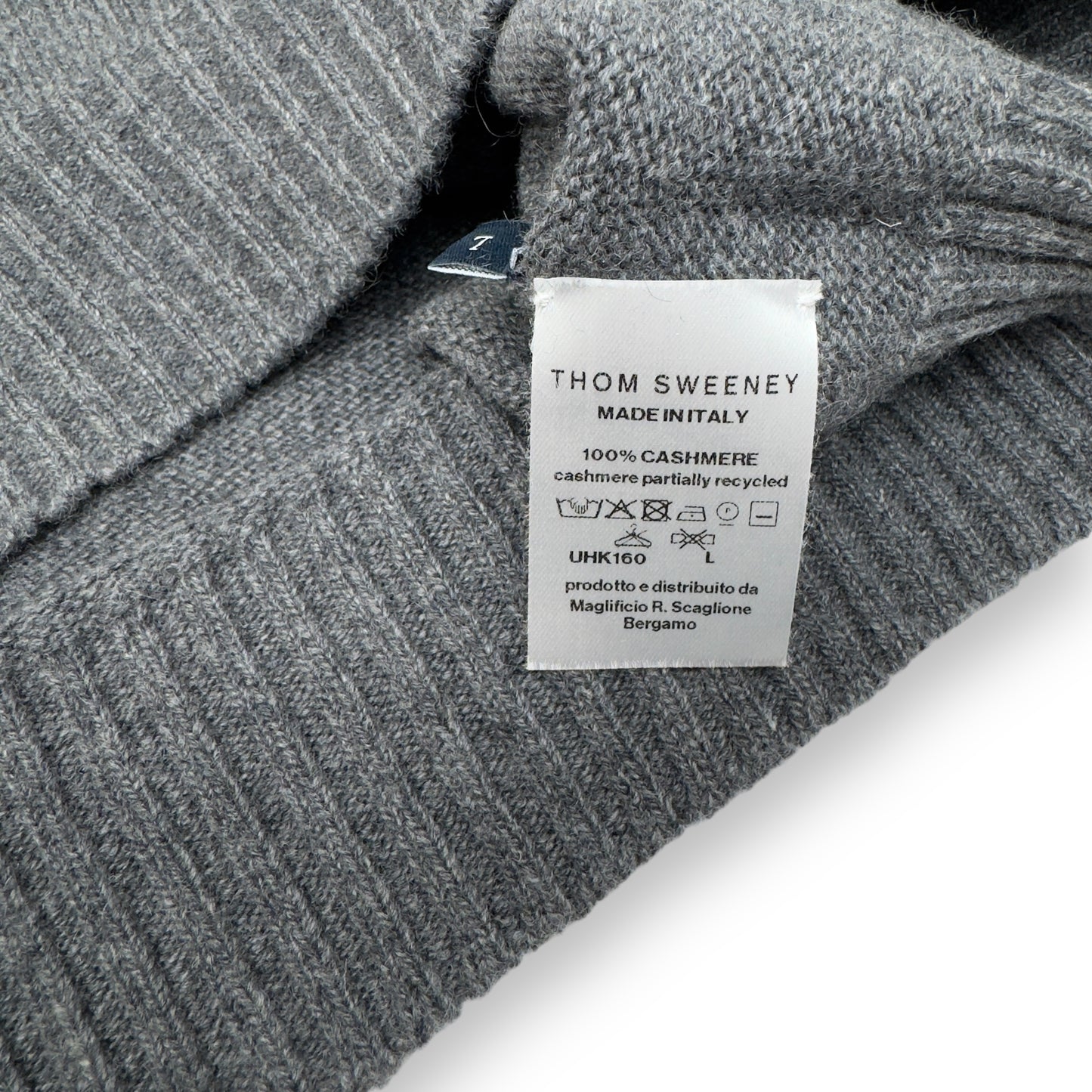 THOM SWEENEY CASHMERE PULLOVER HOODIE GREY L