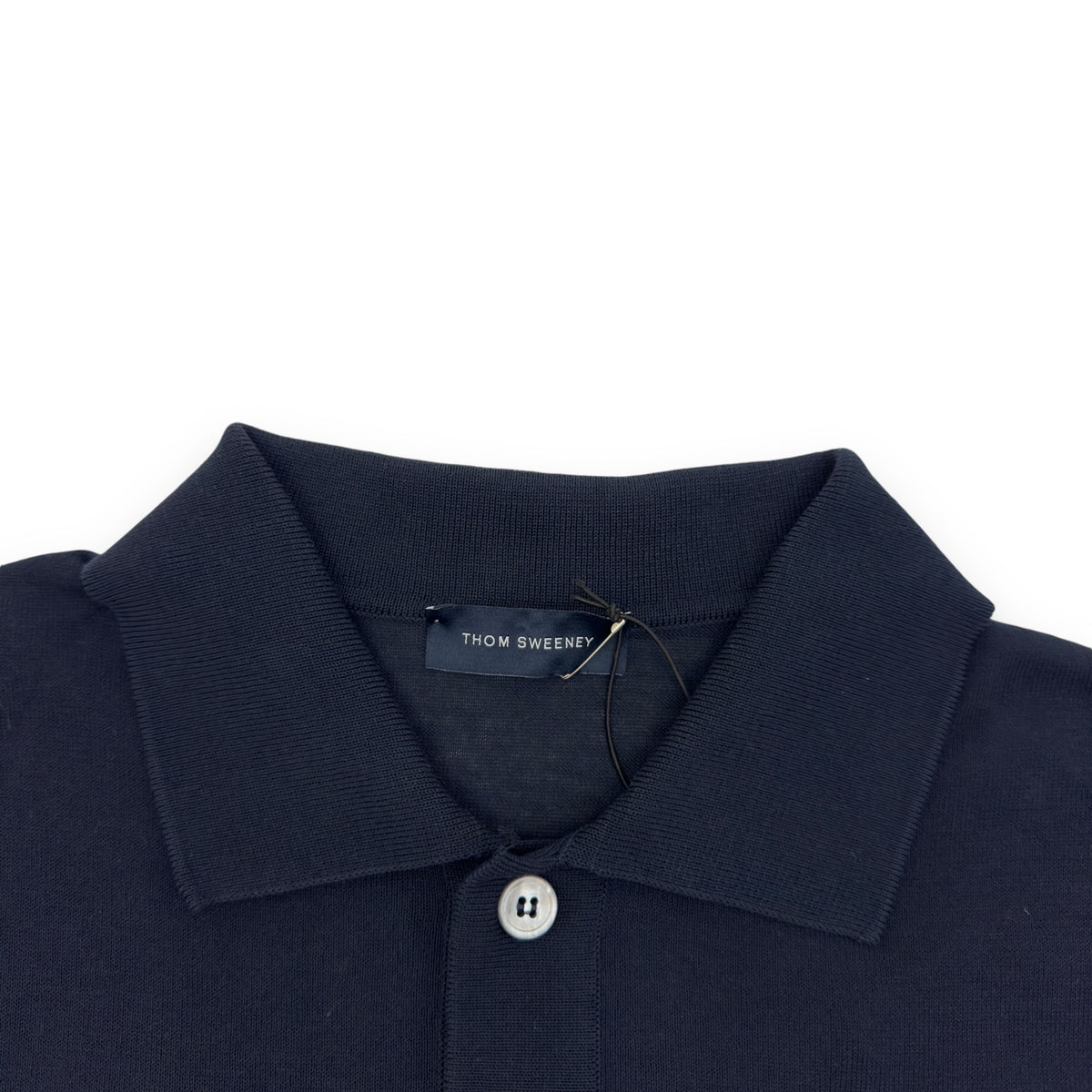 THOM SWEENEY SS23 SHORT SLEEVE COTTON POLO SHIRT NAVY L