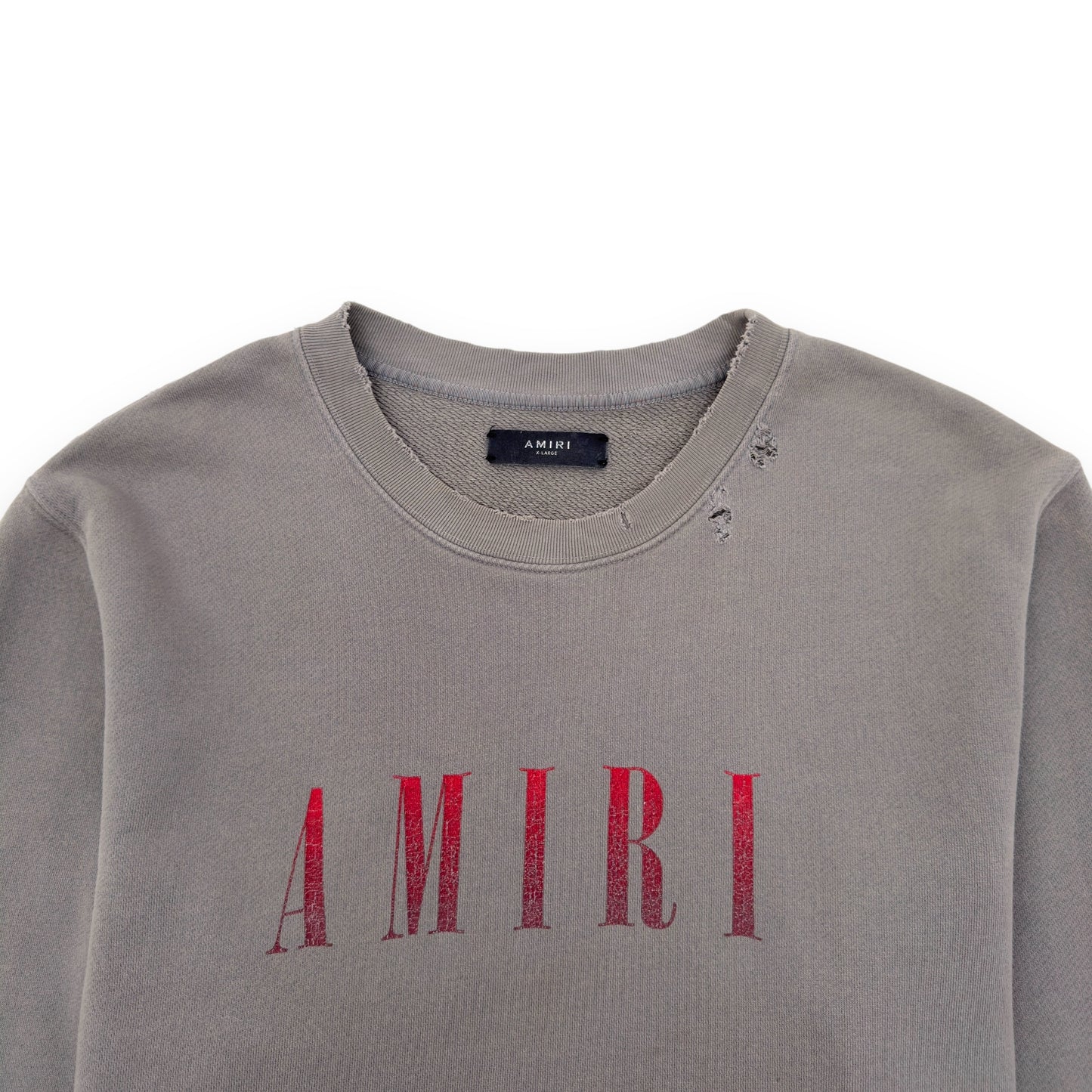 AMIRI DISTRESSED LOGO-PRINT SWEATSHIRT GREY / RED XL