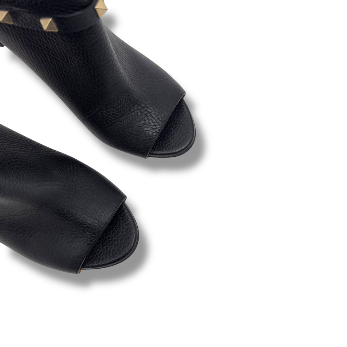 VALENTINO ROCKSTUD ANKLE LENGTH LEATHER BOOTS 100 BLACK / GOLD EU38 / UK5