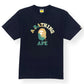 A BATHING APE TIE DYE COLLEGE T-SHIRT BLACK / GREEN XL