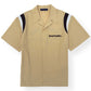 LOUIS VUITTON SHORT-SLEEVE ‘JUMPING DOG’ EMBROIDERED COTTON BOWLING SHIRT SAND XXL