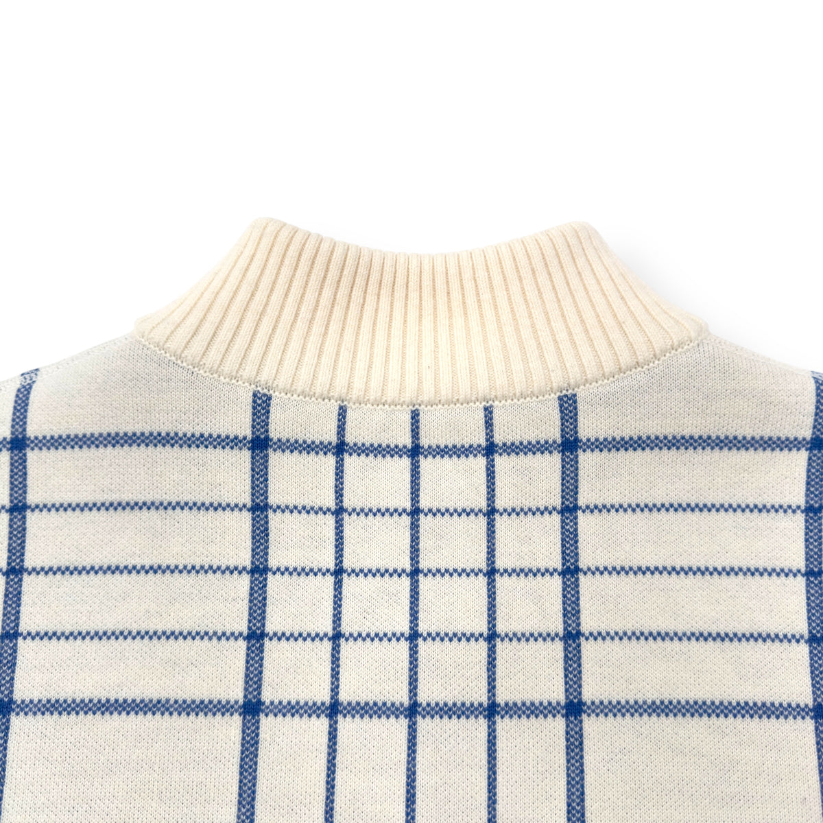JACQUEMUS LA MAILLE CARRO PLAID-PATTERNED SWEATER WHITE / BLUE L