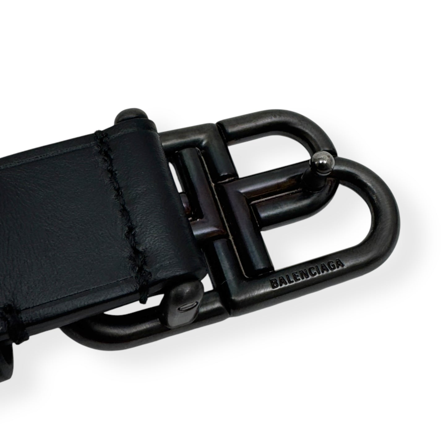 BALENCIAGA BB THIN LEATHER BELT BLACK 75CM