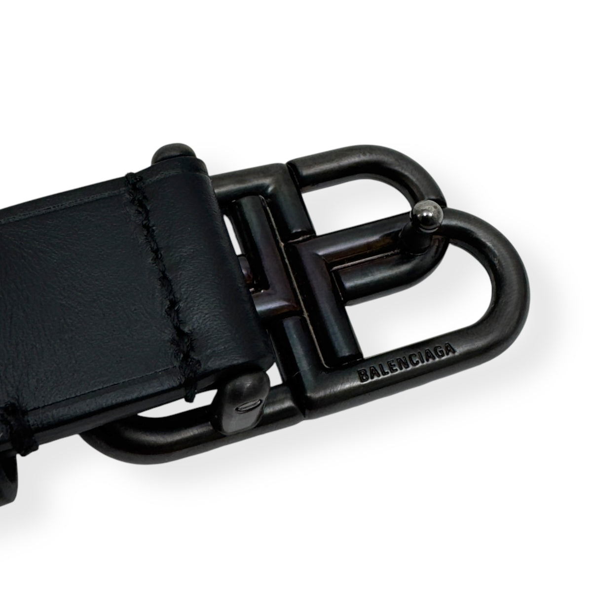 BALENCIAGA BB THIN LEATHER BELT BLACK 75CM
