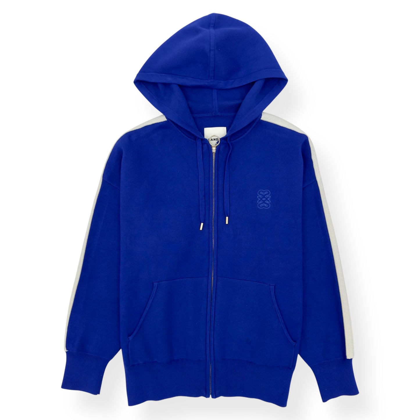 SANDRO HOODED ZIP-UP HOODIE BLUE / WHITE 1 / UK8 / S