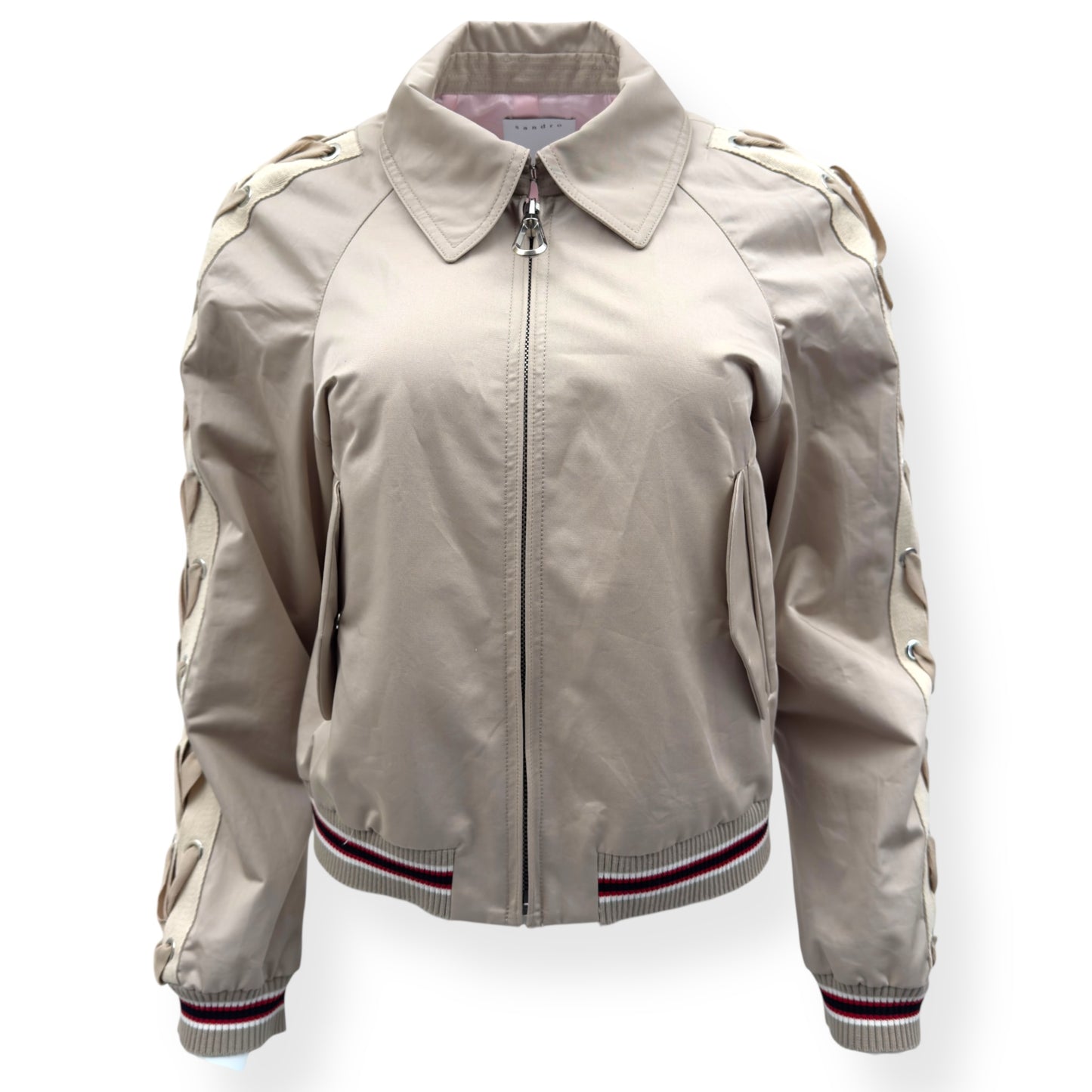 SANDRO PARIS BIKER JACKET NEUTRAL 40 / M / UK12