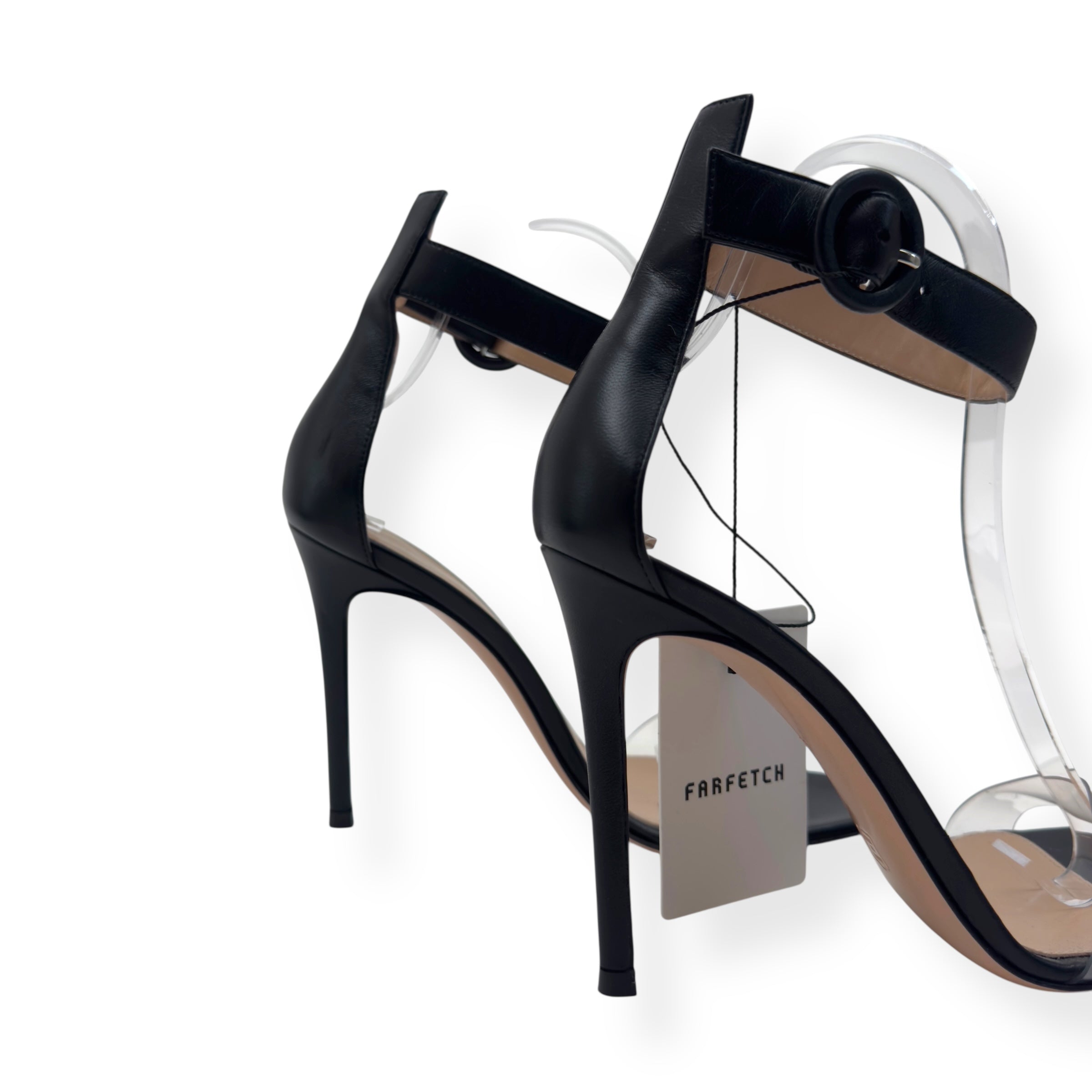 GIANVITO ROSSI LEATHER / PVC STELLA ANKLE STRAP SANDALS 38 / UK5