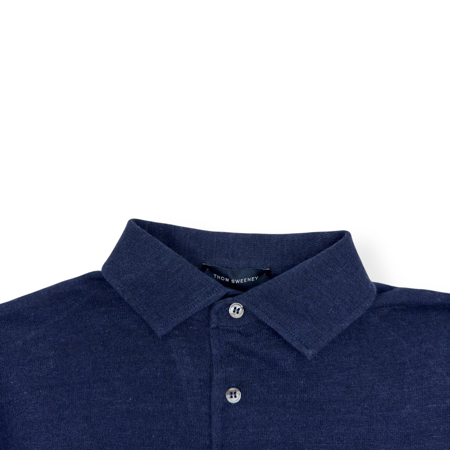 THOM SWEENEY LINEN POLO SHIRT NAVY 50 / M