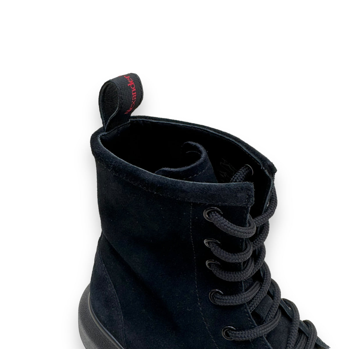 ALEXANDER MCQUEEN HYBRID LACE-UP SUEDE BOOTS BLACK UK5