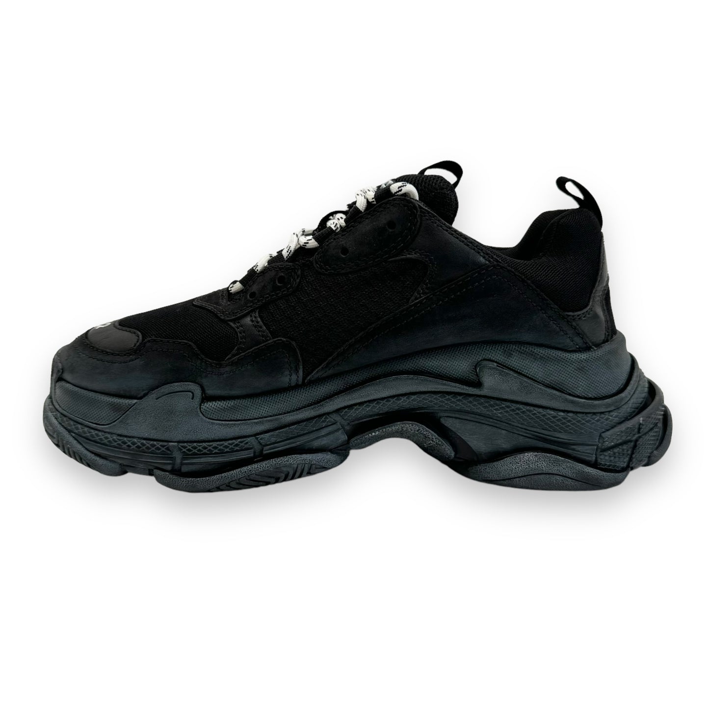 BALENCIAGA TRIPLE S DISTRESSED SNEAKER BLACK UK8