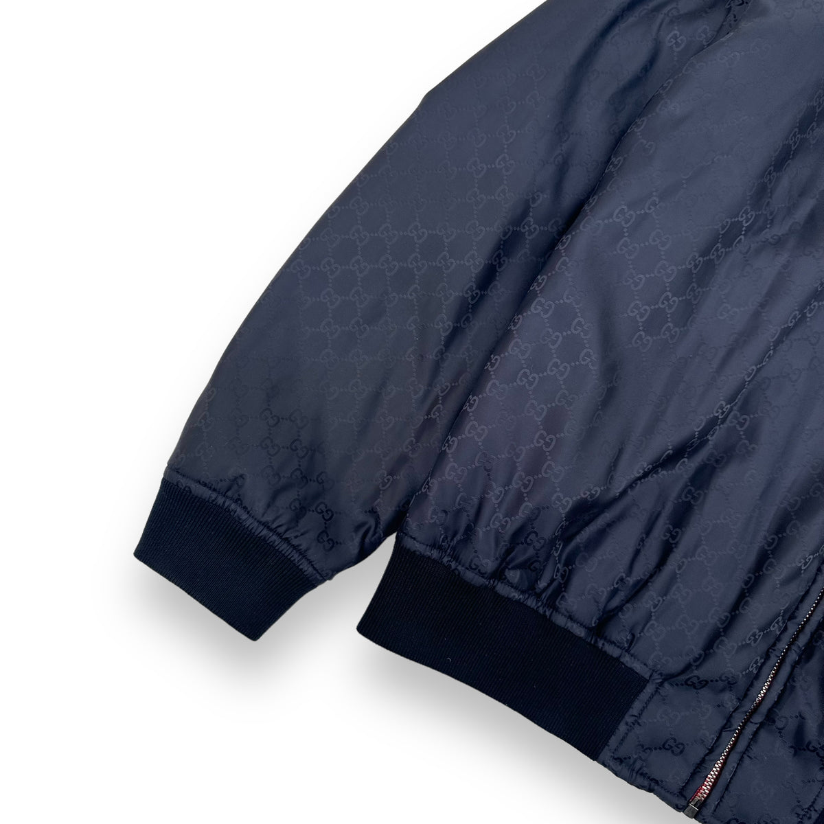 GUCCI GG REVERSIBLE MONOGRAM NYLON BOMBER JACKET BLACK / RED XL