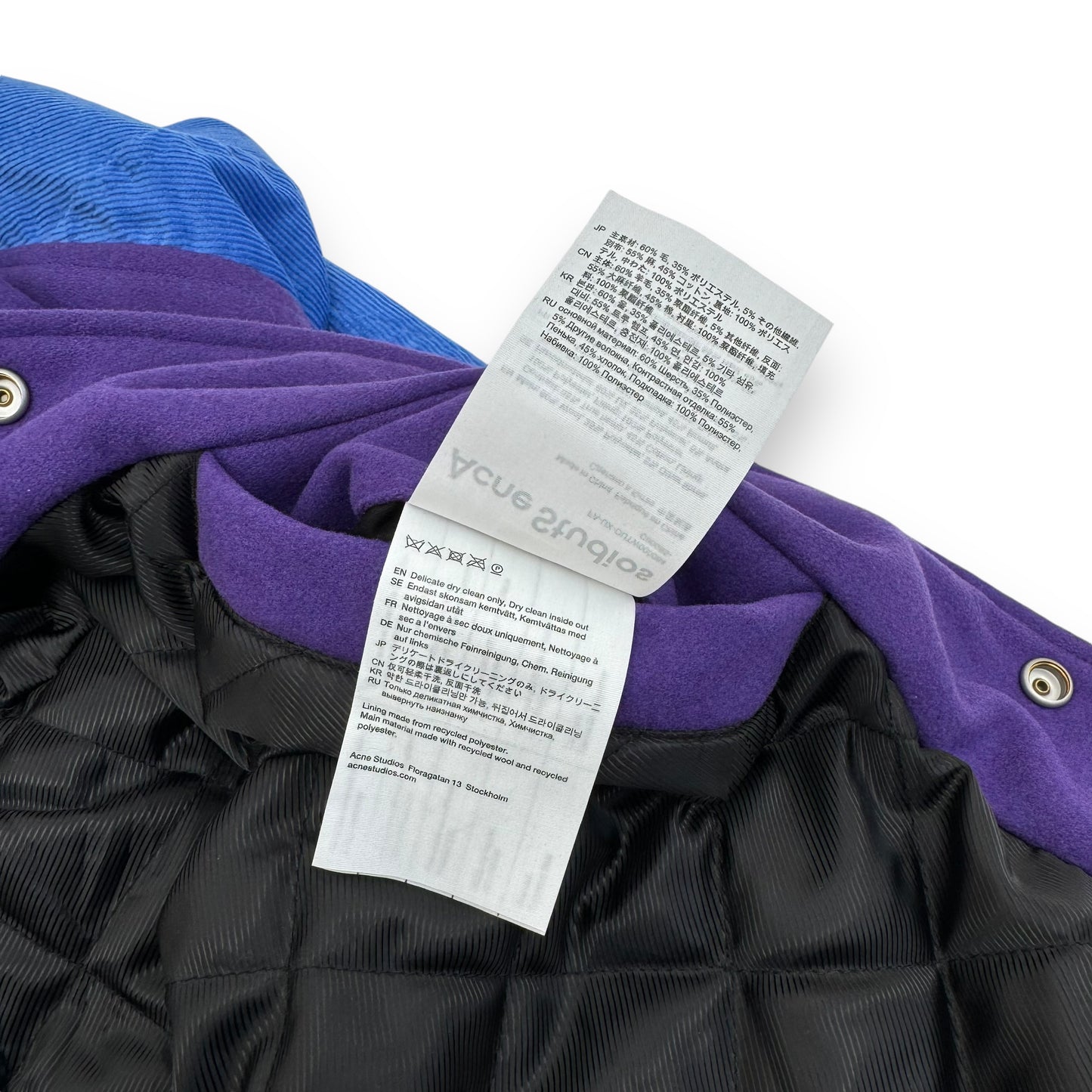 ACNE STUDIOS OCTAN PADDED FACE VARSITY JACKET PURPLE / BLUE L