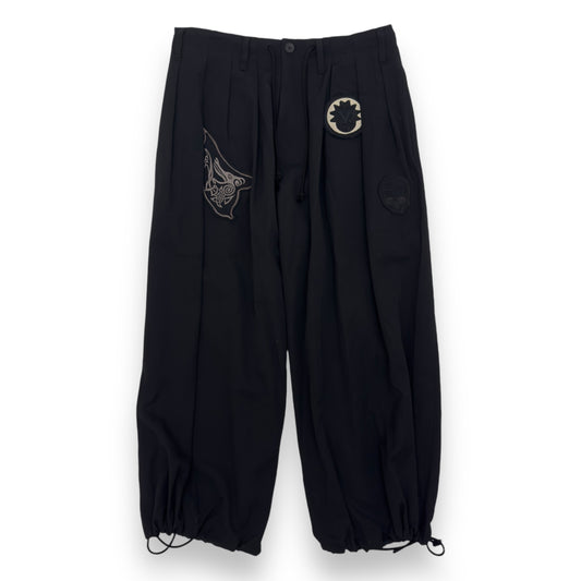 YOHJI YAMAMOTO OVERSIZED POUR HOMME PATCH BALLOON PANTS BLACK XS