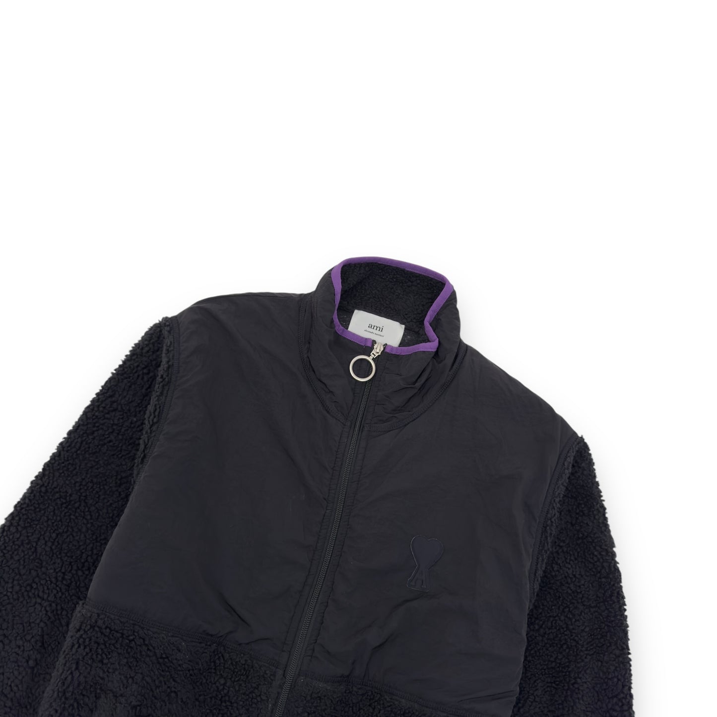 AMI PARIS SHERPA ZIPPED JACKET BLACK / PURPLE M