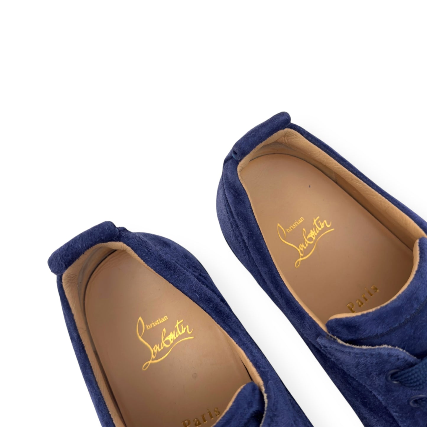 CHRISTIAN LOUBOUTIN LOUIS JUNIOR SPIKE SUEDE SNEAKER NAVY BLUE 43 / UK9
