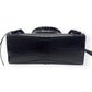 BALENCIAGA NEO CLASSIC CROC EMBOSSED LEATHER SHOULDER BAG BLACK MINI