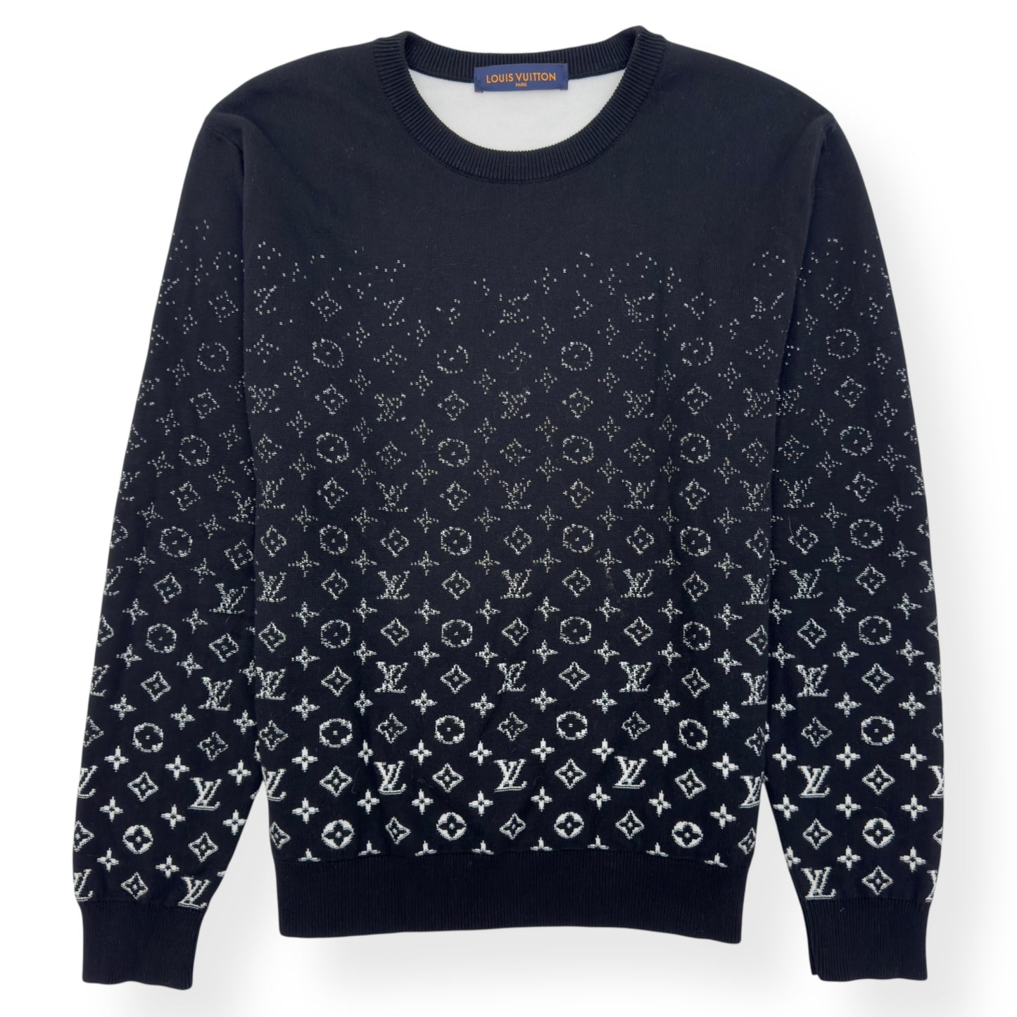 LOUIS VUITTON LVSE MONOGRAM DEGARDÉ CREWNECK SWEATSHIRT BLACK / WHITE XL