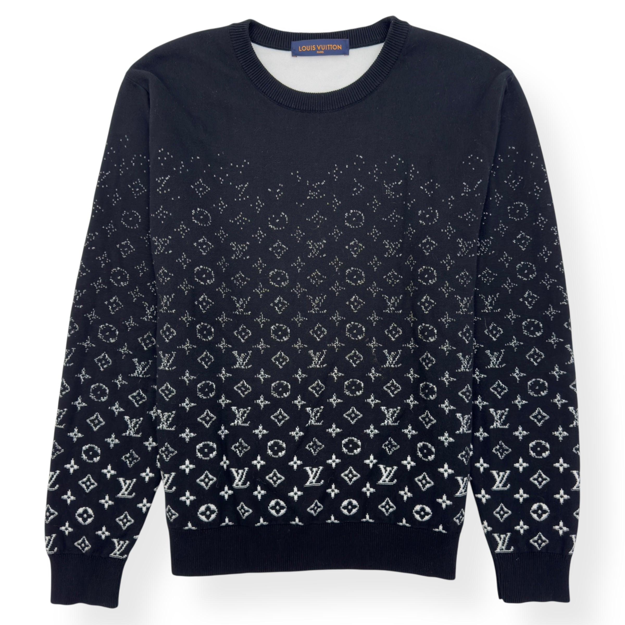 LOUIS VUITTON LVSE MONOGRAM DEGARDÉ CREWNECK SWEATSHIRT BLACK / WHITE XL