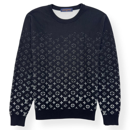 LOUIS VUITTON LVSE MONOGRAM DEGARDÉ CREWNECK SWEATSHIRT BLACK / WHITE XL