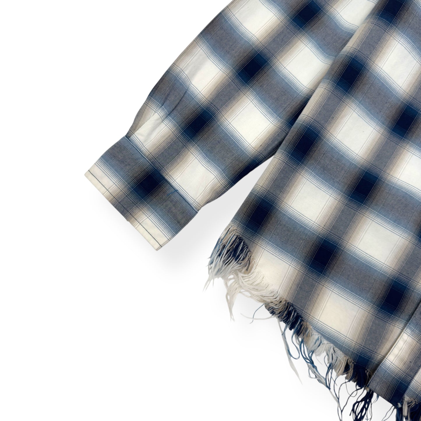 AMIRI DISTRESSED FLANNEL SHIRT BLUE / WHITE M